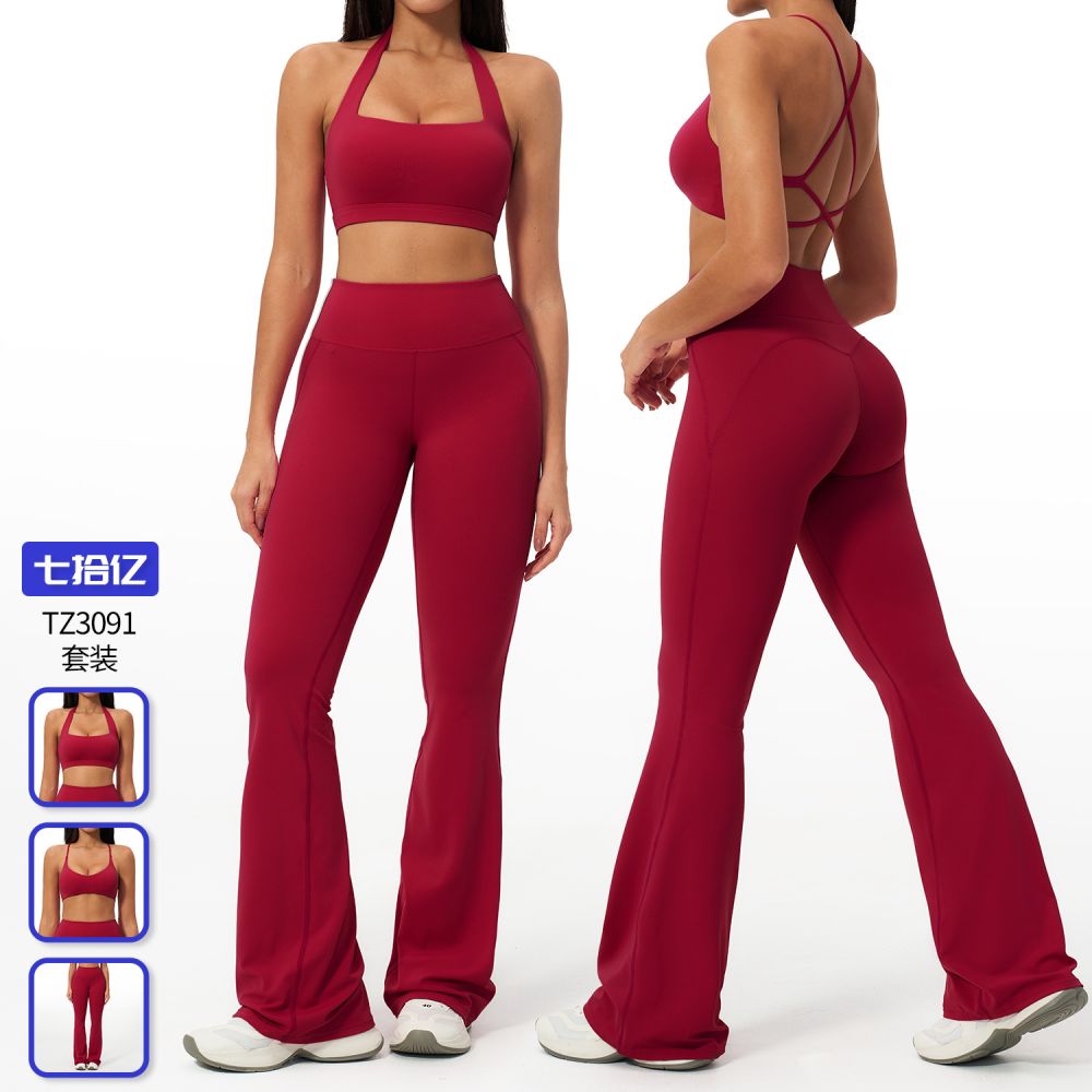 Yunjan Cross-Border Backless Yoga Wear Set Halter Neck Tight-Fitting Quick-Dry Fitness Clothing High-Intensity Sports Set Women 3091