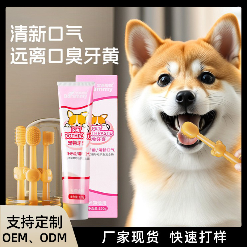 宠物牙刷口腔清洁牙膏套装猫咪去除口臭狗狗洁牙硅胶牙刷清新口气
