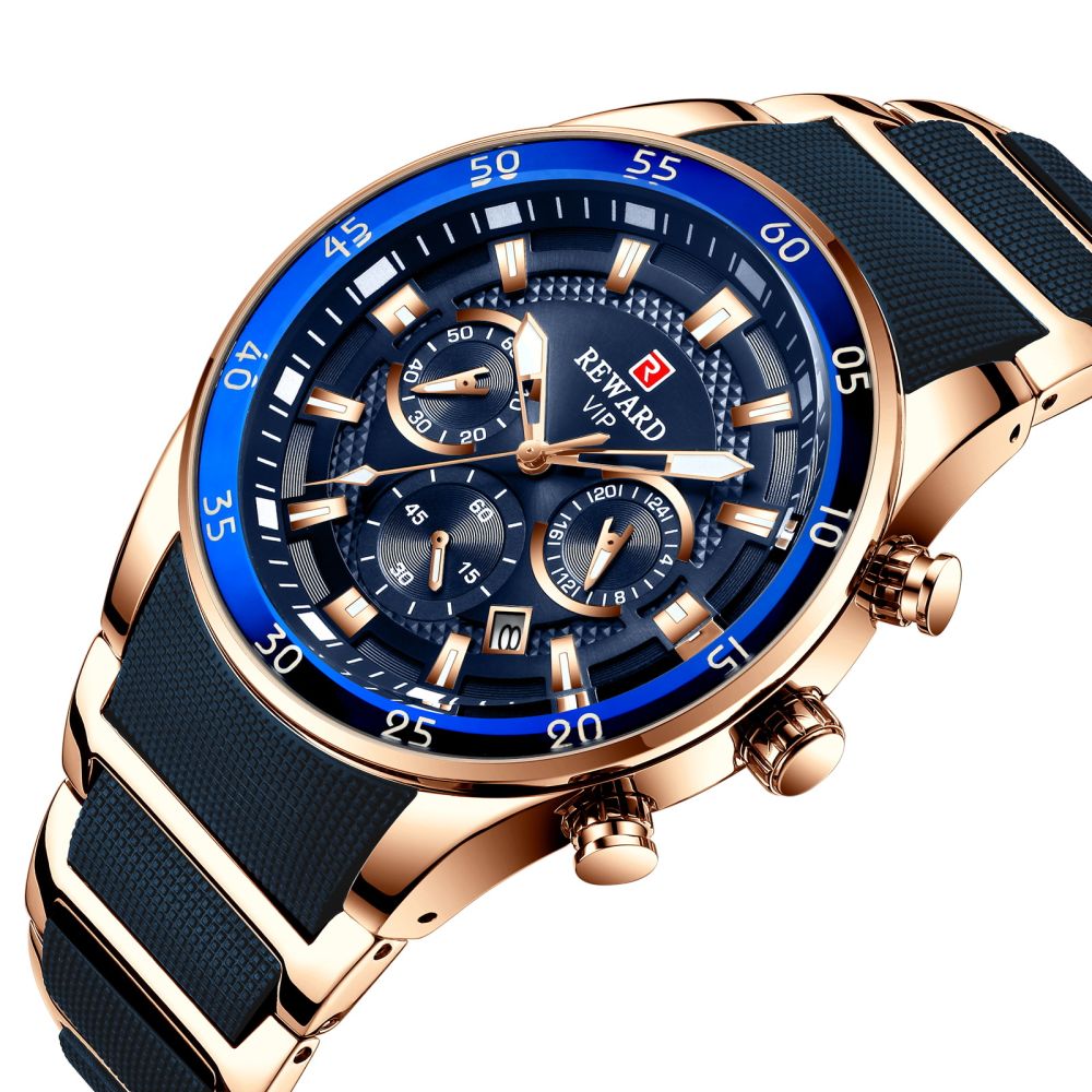 REWARD81011 Men's Multifunction Sport Watch with Calendar and Steel Strap