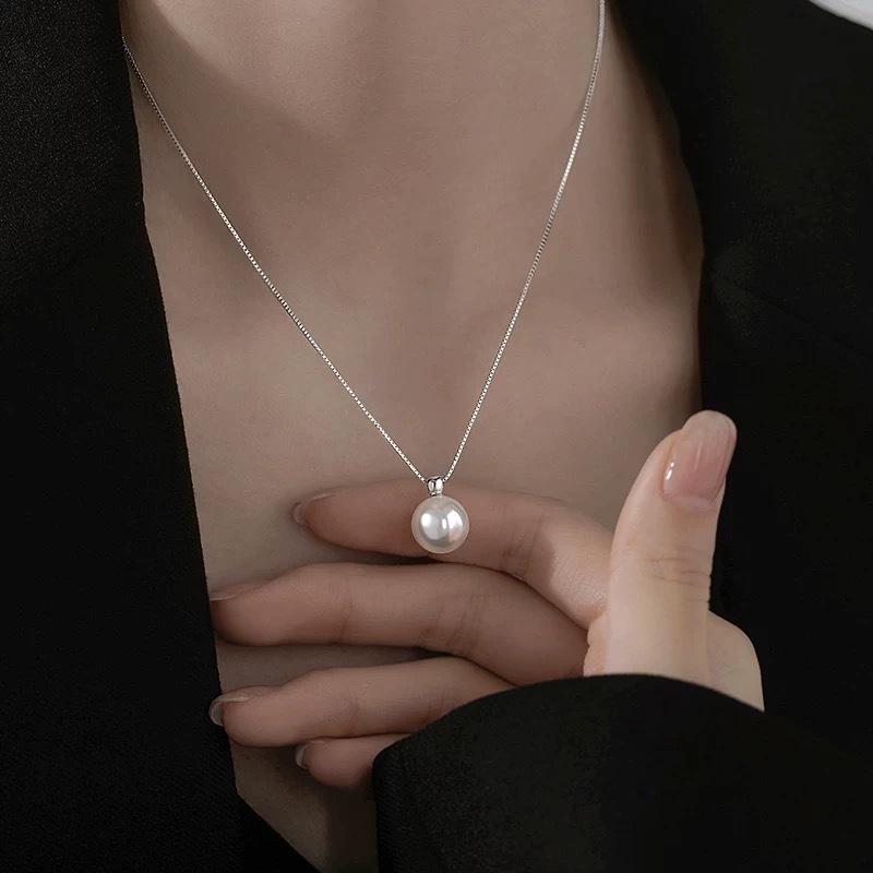 S925 silver pearl necklace, elegant design, clavicle chain