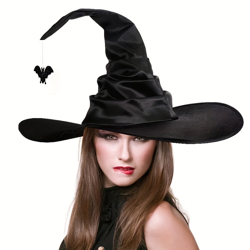 Black Pleated Witch Hat, Funny Halloween Costume Accessory