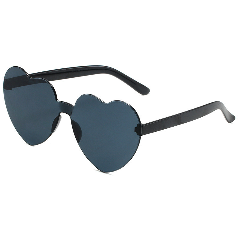 2026 Love SUNGLASSES çerçevesiz kalp şeklinde tek parça güneş gözlüğü renkli şeftali kalp tek parça güneş gözlüğü - 9