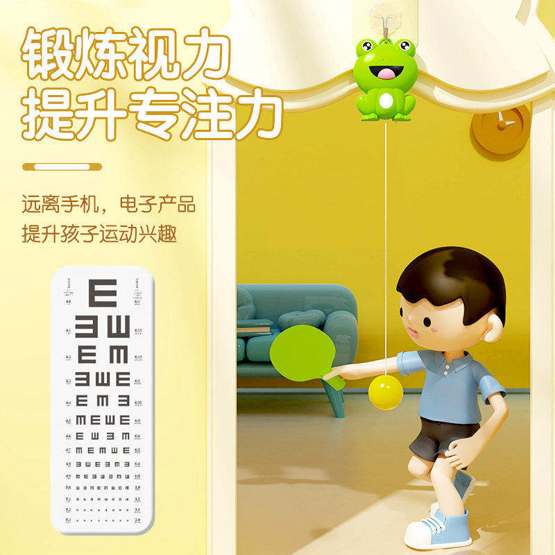 Hanging Kids Ping Pong Training Device, Indoor Hand-Eye Coordination Toy with Racket
