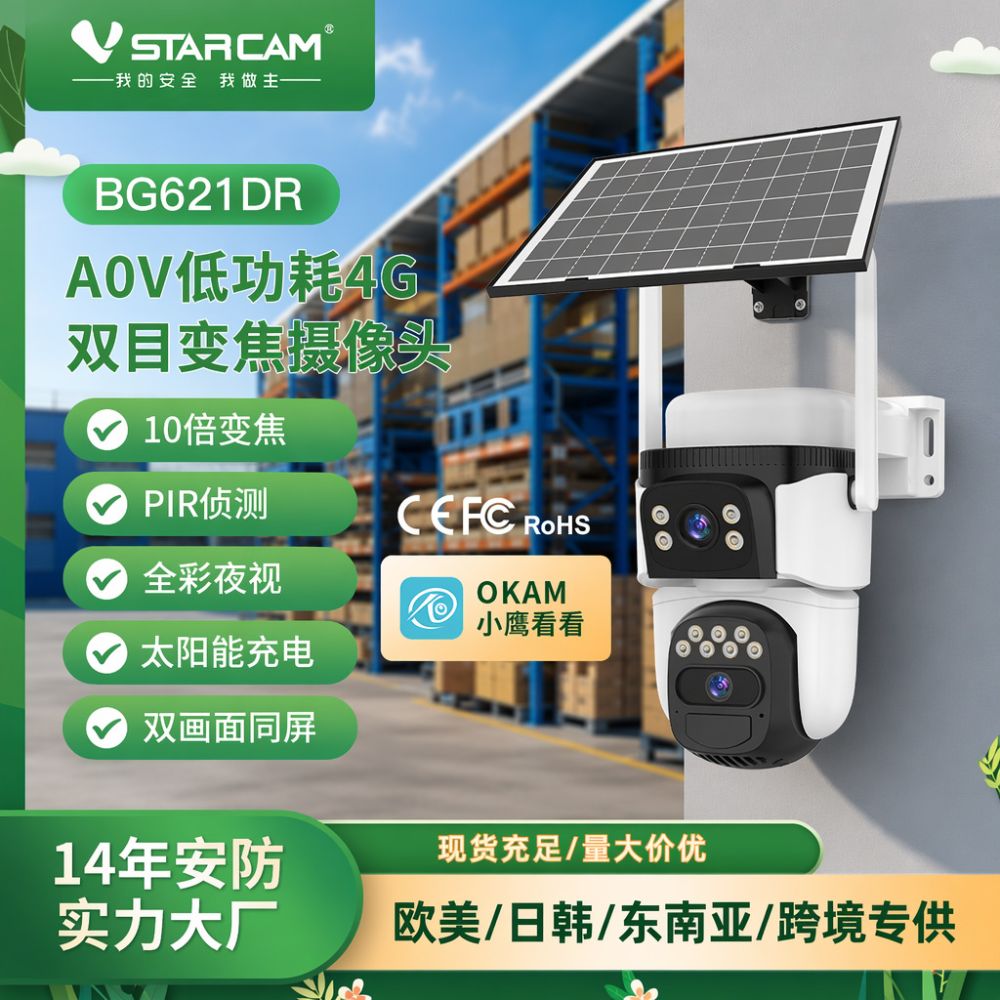 Solar-Powered 360° Panoramic Surveillance Camera, High Definition, Waterproof - 1