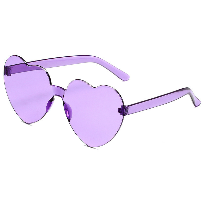 2026 Love SUNGLASSES çerçevesiz kalp şeklinde tek parça güneş gözlüğü renkli şeftali kalp tek parça güneş gözlüğü - 4