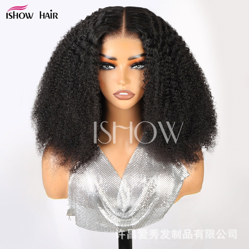 European and American 5*5 Real Human Hair Glueless Wig Cap Kinky Curly Lace Wig Cap Human Hair Wigs