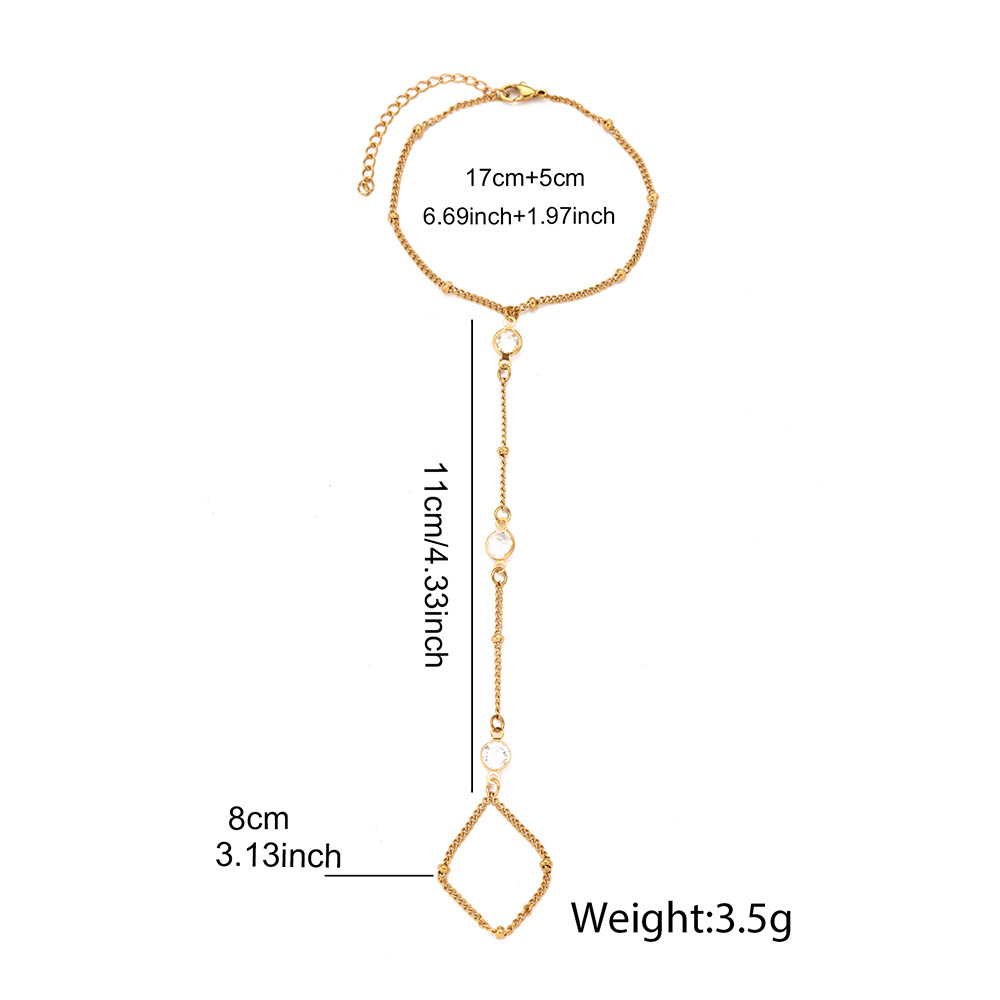 Amazon New Zircon Ring Connected Bracelet Women Long Stainless Steel Reinforced Mini Bead Ring Bracelet