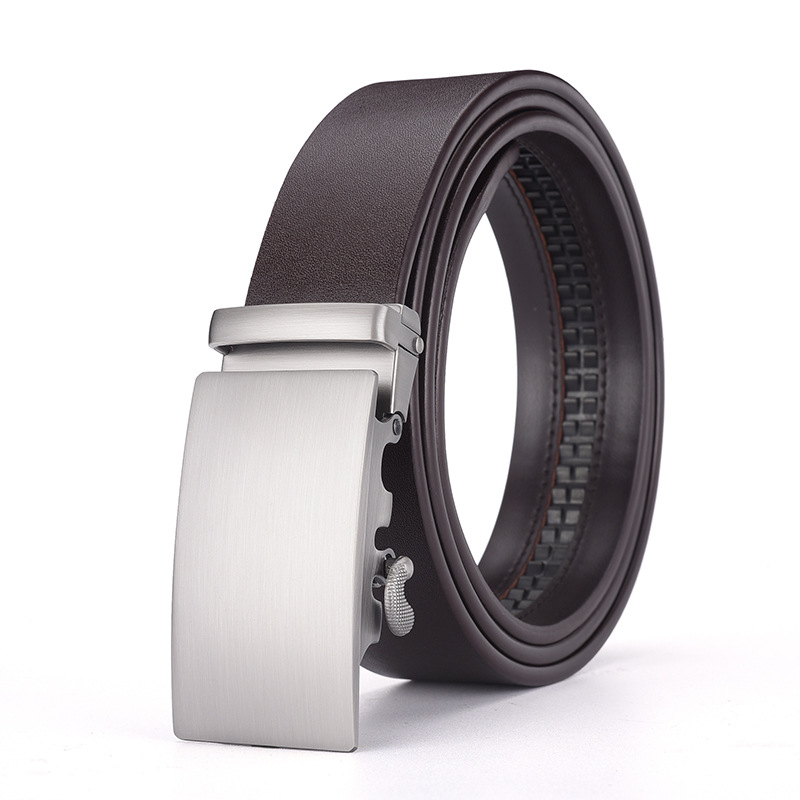 Premium first-layer cowhide leather belt for men, automatic buckle, pure cowhide, simple, casual, versatile, business men's trouser belt
