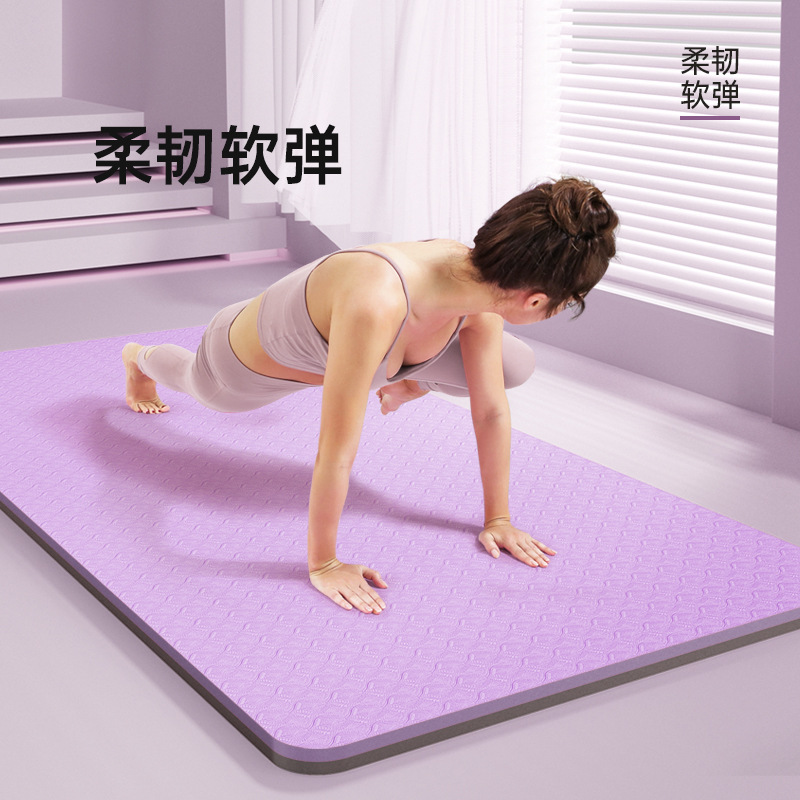 Kalınlaştırılmış 15mm Kaymaz Kadın Genişletilmiş 90cm Fitness Şok Emici Ses Yalıtımlı Kaymaz Dans Matı TPE Yoga Matı Büyük Boy - 3
