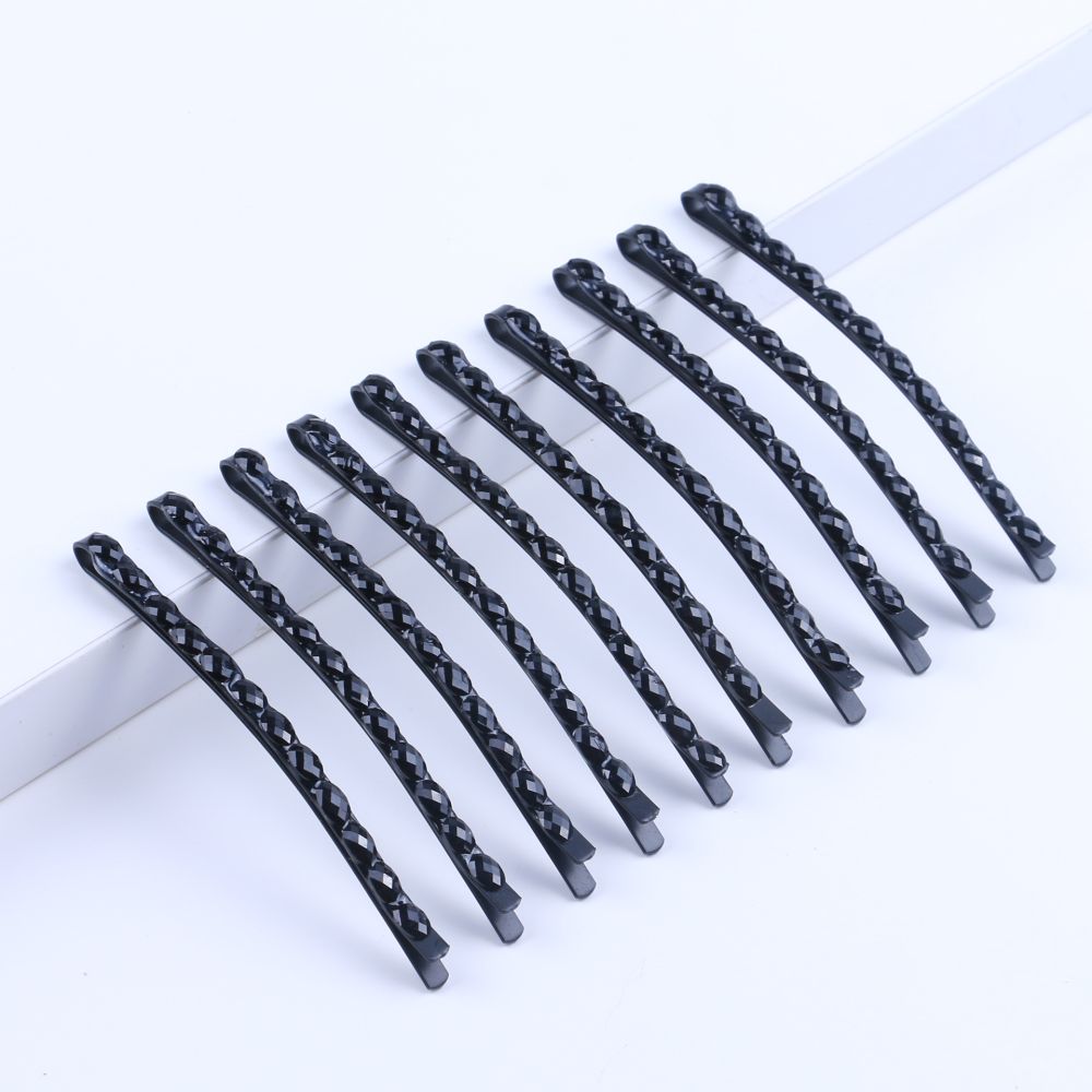 Single Word Firket Super Bright Single Row Black Crystal Diamond Alloy Firket Hair Clip Top-Tier Niche Hair Accessories Wholesale