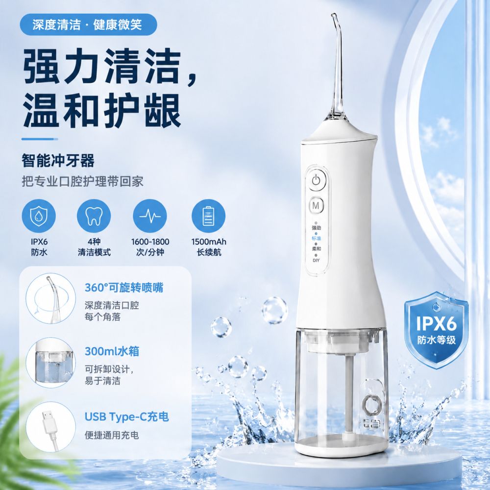 Electric Water Flosser 320 ml, 5 Pulse Modes, Portable Teeth Cleaner