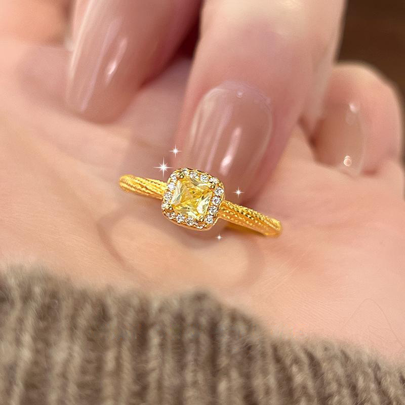 18k gold-plated ring with colorful zircon stones, women's