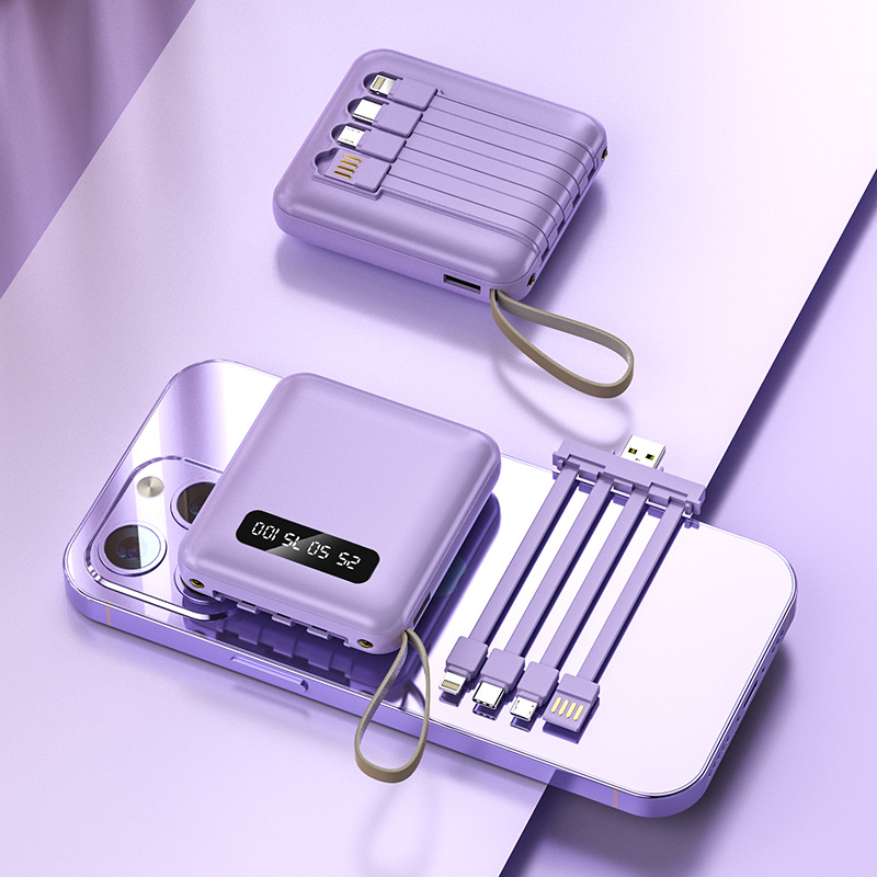 Toptan Mini Taşınabilir Kablolu Powerbank 20000mAh Kompakt Hızlı Şarj Paylaşımlı Mobil Güç Kaynağı - 6