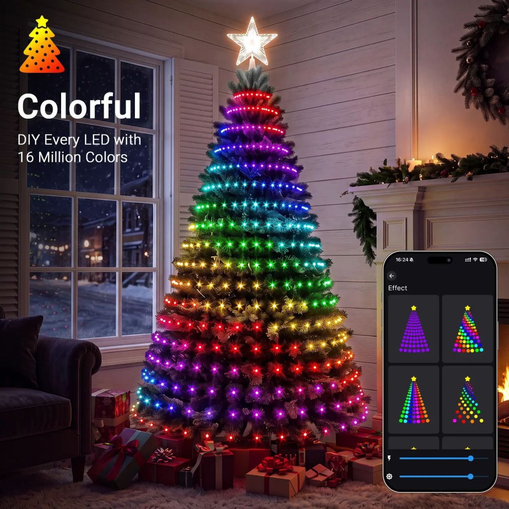 Smart LED Christmas Tree Lights, Remote Control, Programmable, for Garden