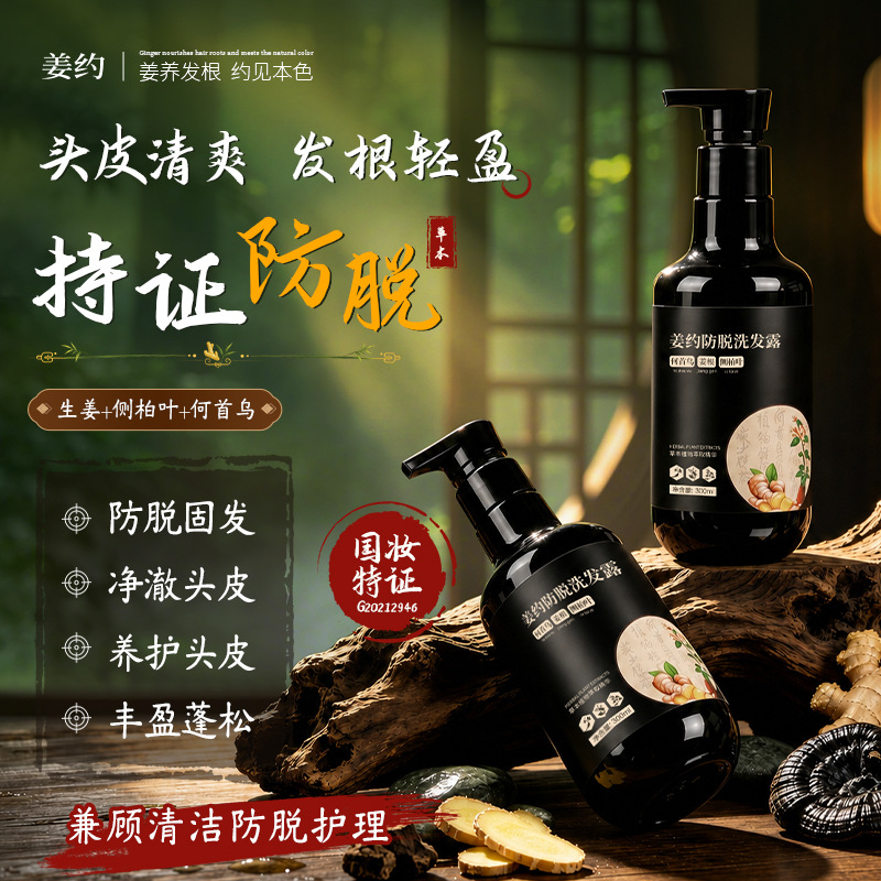 Jiangyue Ingwer-Haarausfall-Shampoo, volumengebend, mit Heshouwu - 1