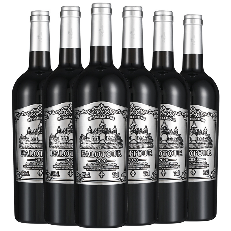Fransız ithal kırmızı şarap 15 derece AOP altın madalya kuru kırmızı şarap 750ml toptan 6'lı tam kutu resmi orijinal ürünler