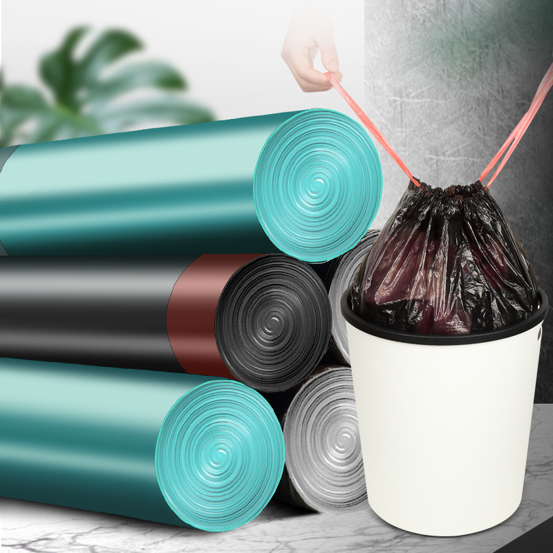 Büzgülü mutfak çöp poşeti, kalınlaştırılmış, siyah, büyük boy plastik poşet