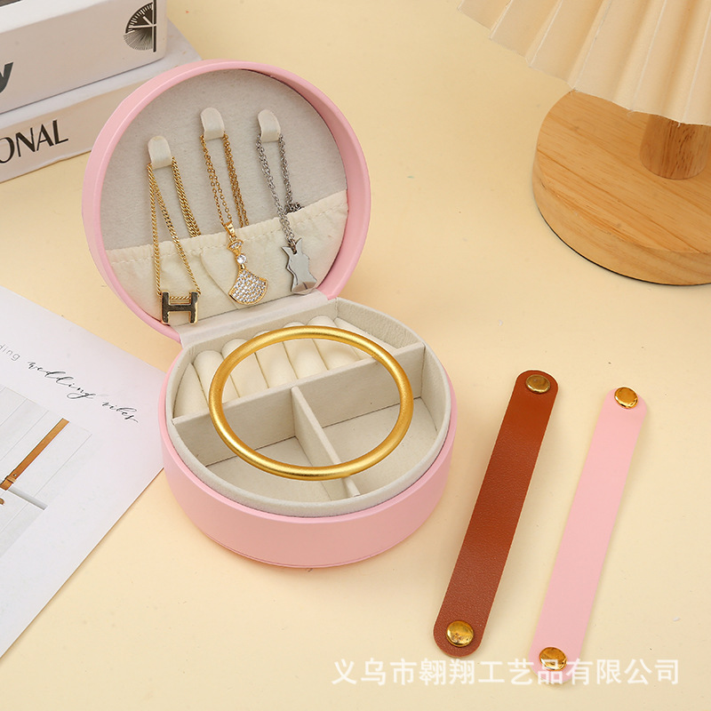 Halbrundes Schmuckkästchen Premium Mini Schmuckkassette tragbare Reise Ringe Ohrringe Prinzessin Schmucktasche - 4