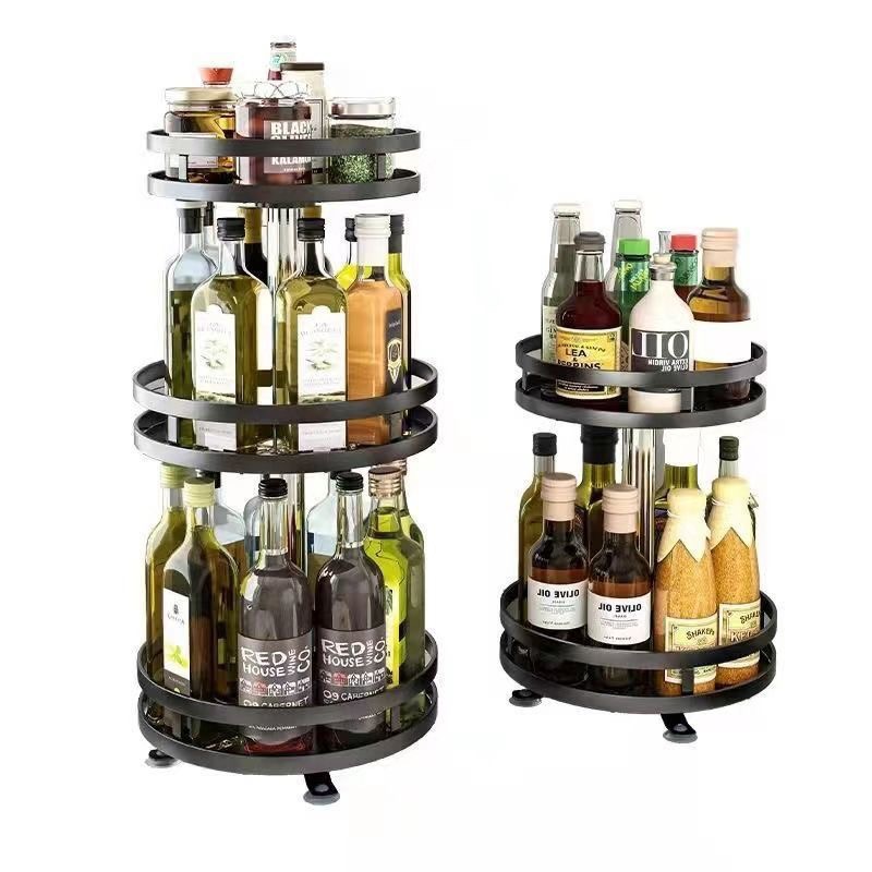 Kitchen counter product storage shelf rotating multi-layer metal spice rack adjustable kitchen spice rack - 6