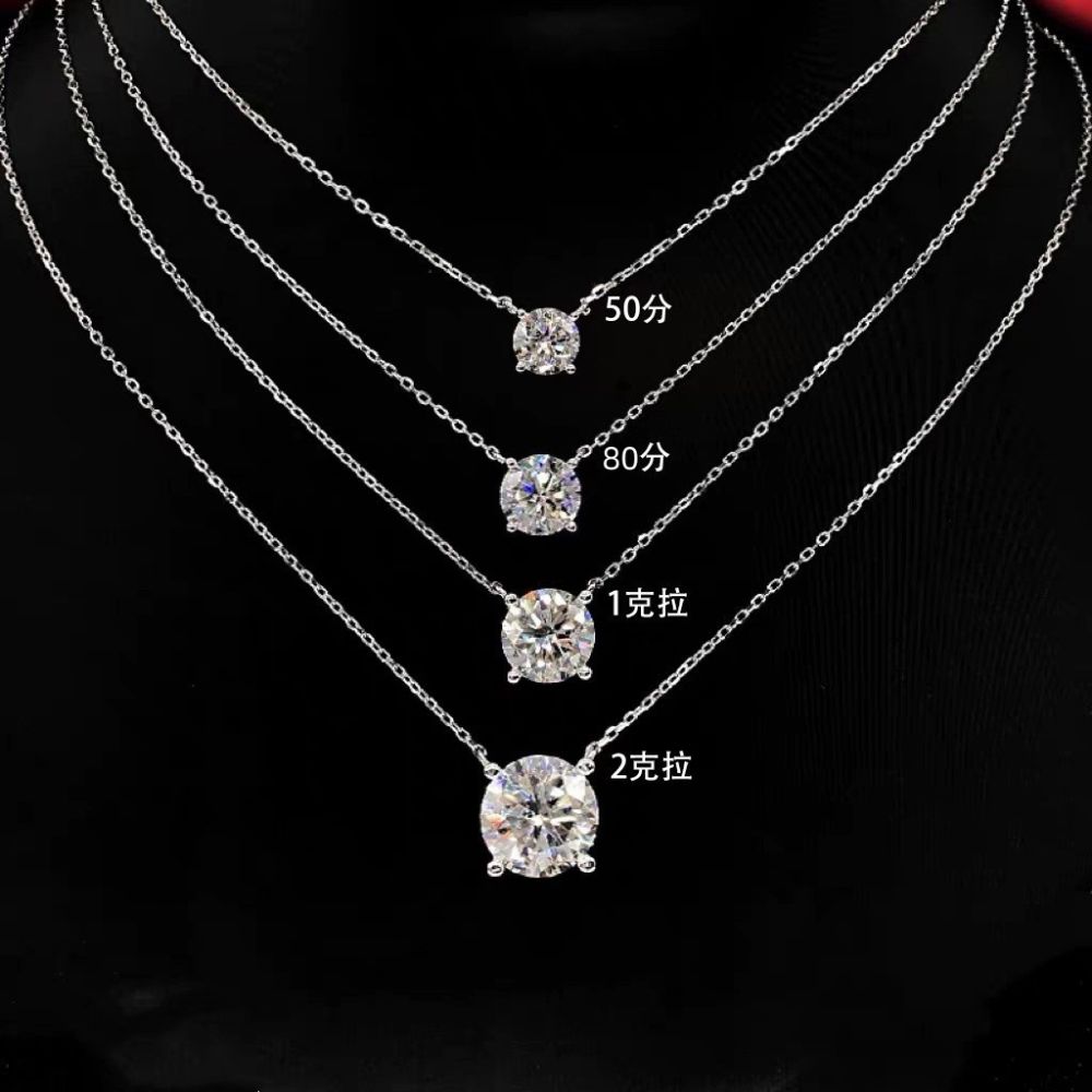 Moissanite elmas S925 gümüş demir zincir kolye - 1