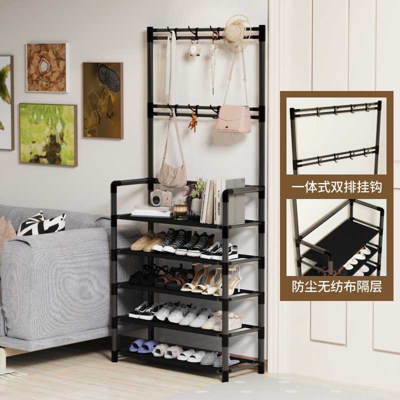 Metal Shoe Rack and Multifunctional Coat Stand, Modern Home Storage Rack