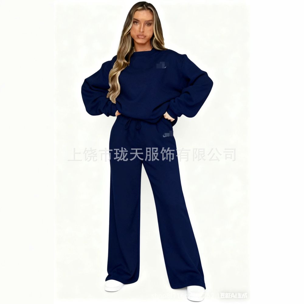 In-Stock Sweatshirt Cross-Border 2026 New American Style Crew Neck Fashion Casual Set Sweatshirt Jacket Men Women Trendy Two-Piece Set