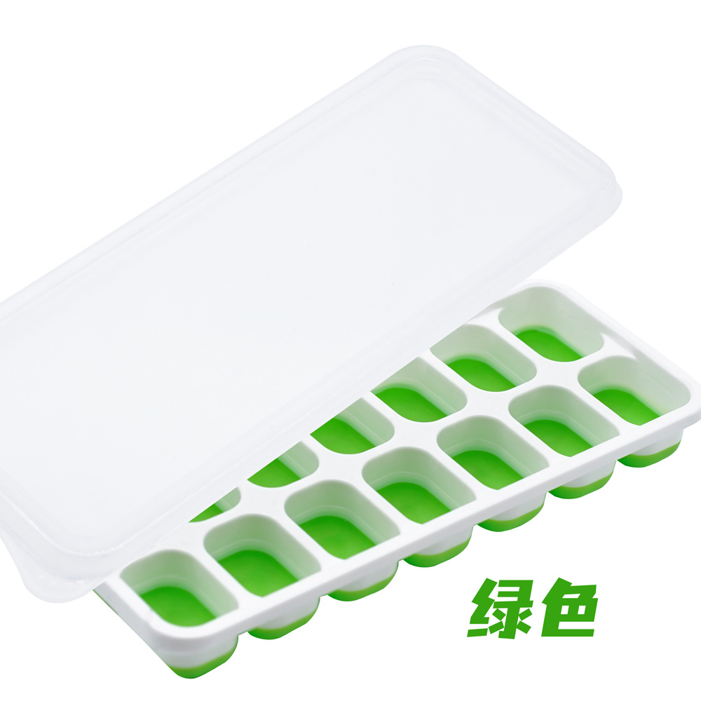 6-compartment 14-compartment square ice cube mold with lid, silicone soft-bottom easy-release ice box, homemade ice cube tray - 8