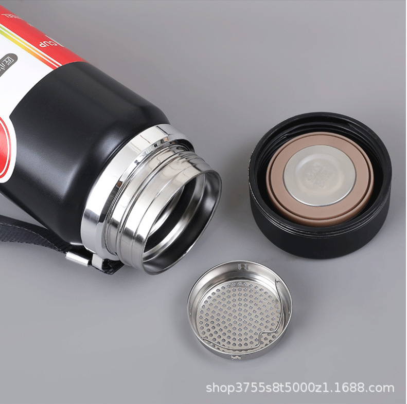 Cross-border Stainless Steel 304 Insulated Tumbler Business Large Capacity Outdoor Portable Shoulder Strap Sports Vacuum Flask Custom Logo Engraving - 4