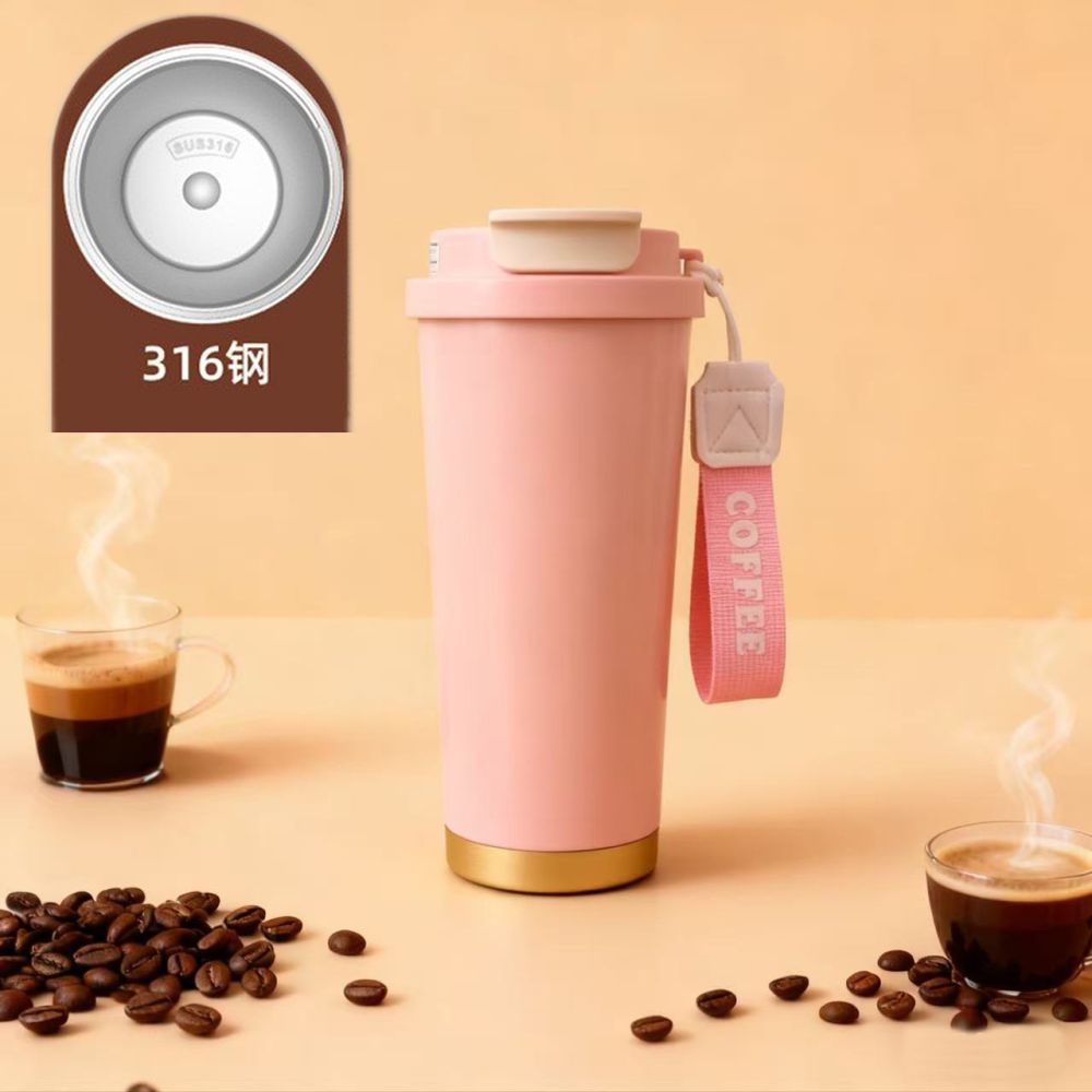 Lily of the Valley Coffee Cup 316 Stainless Steel Insulated Tumbler New Model Ceramic Inner Liner High-End Dual-Use Water Cup with Straw - 10