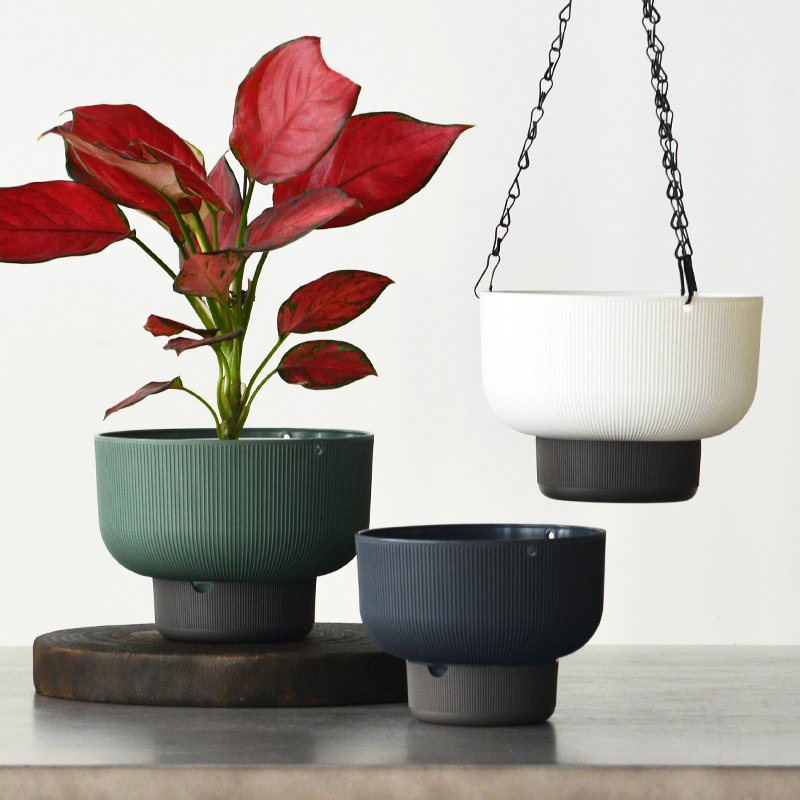 Hanging Self-Watering Plastic Planter for Trailing Plants and Pothos - 1