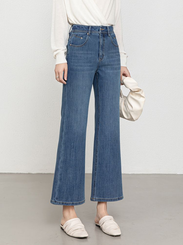 Damenjeans mit hoher Taille, Vierwege-Stretch, Schlagbein, Modell 8269
