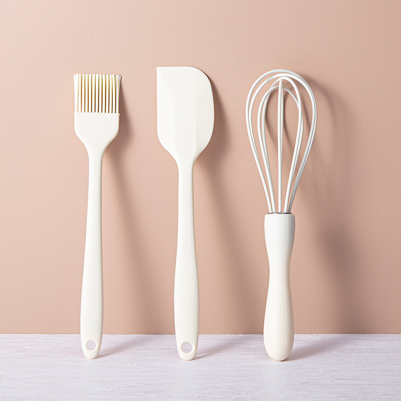 Silikon pişirme 3 parçalı kek kremalı spatula kazıyıcı mutfak ev yumurta çırpıcı barbekü yağ fırçası gadget - 1