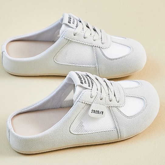 Neue grenzüberschreitende atmungsaktive modische Damenschuhe, bequem für die Arbeit, Slip-on-Schuhe, vielseitig kombinierbar, Halbpantoffeln, lässige Brettschuhe, Hausschuhe