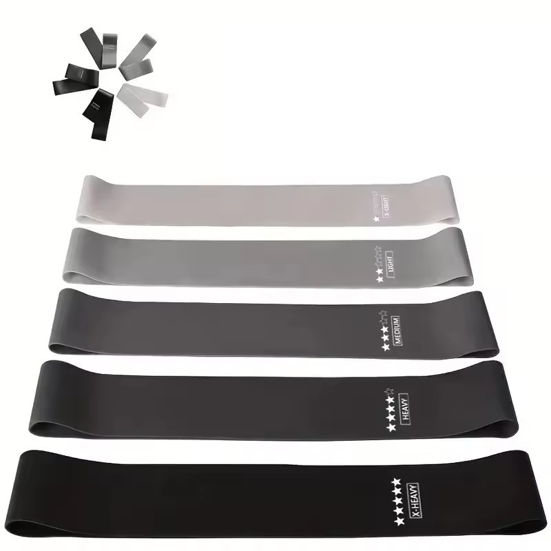 TPE-Widerstandsband-Set für Yoga und Fitness, 5 Stück, schwarz