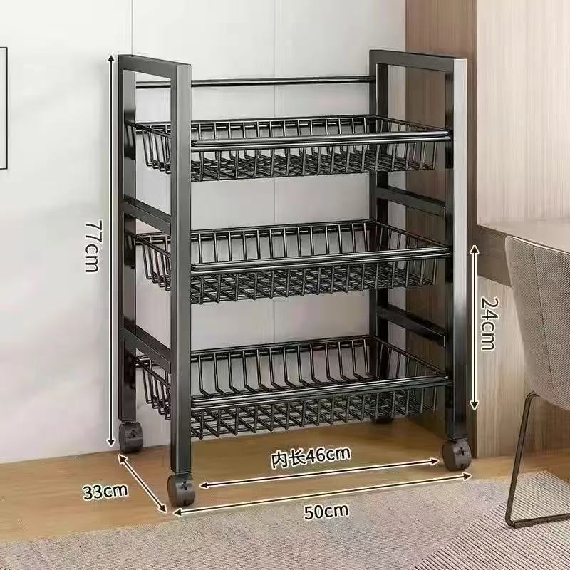 Hochwertiges Metall-Standregal mehrstöckig mobile Lagerungsregal bewegliches Topfständer Schmiedeeisen Küchenorganizer Aufbewahrungsregal Topfständer Backofen - 12