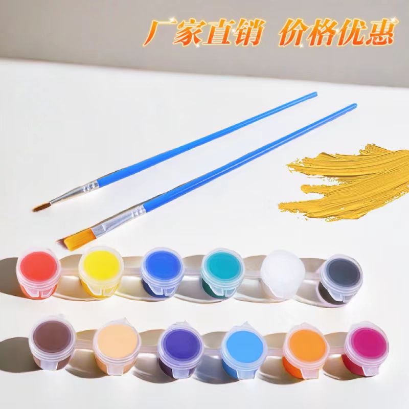 Çocuklar için akrilik boya şeritleri 12 renkli set 6 yapışık sanat boyama boyama DIY alçı bebek suluboya boya