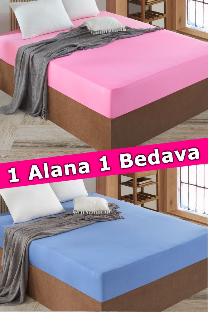 2 Adet Tek Kişilik Lastikli Çarşaf | Pembe&Mavi
