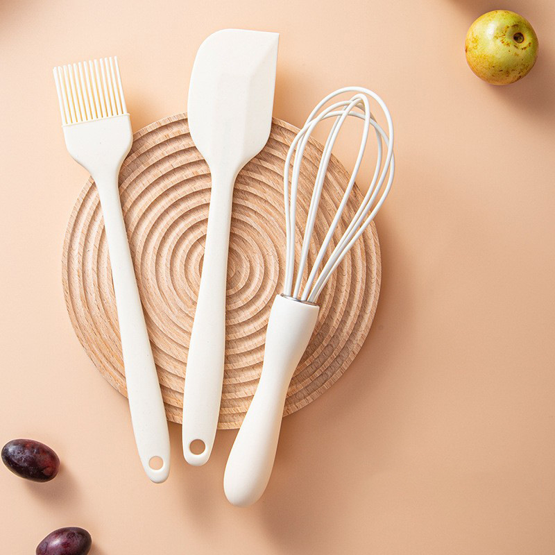 Silikon pişirme 3 parçalı kek kremalı spatula kazıyıcı mutfak ev yumurta çırpıcı barbekü yağ fırçası gadget - 4