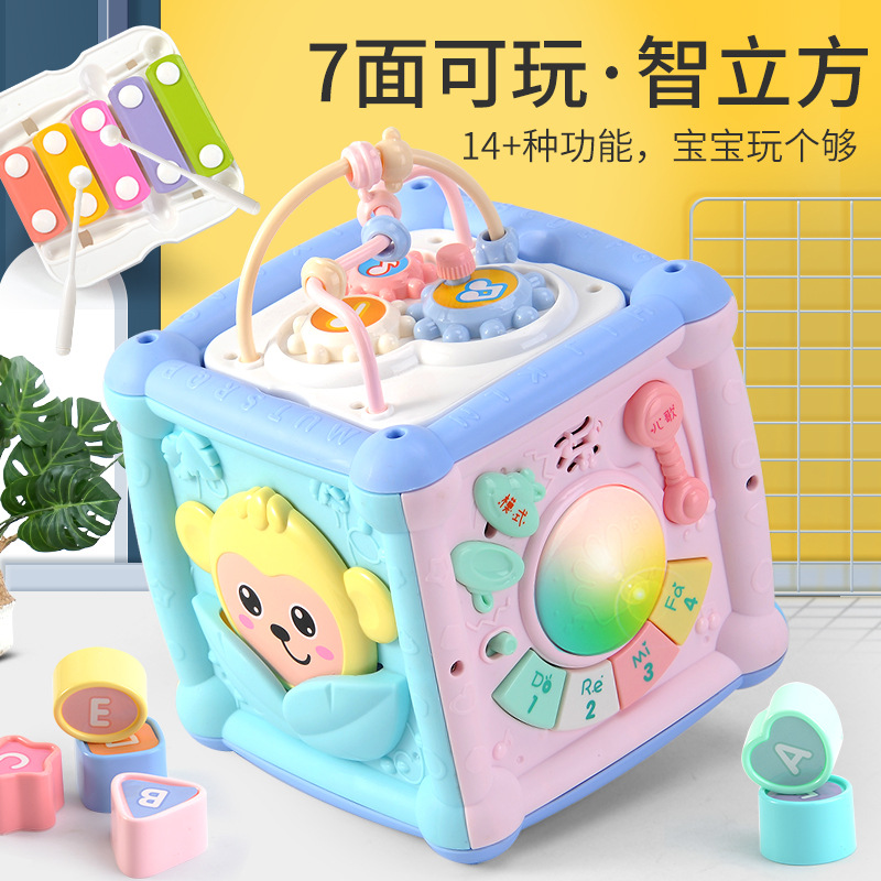 Six-Sided Music Cube Hand Drum for Ages 0-3, Early Education Toy - 1