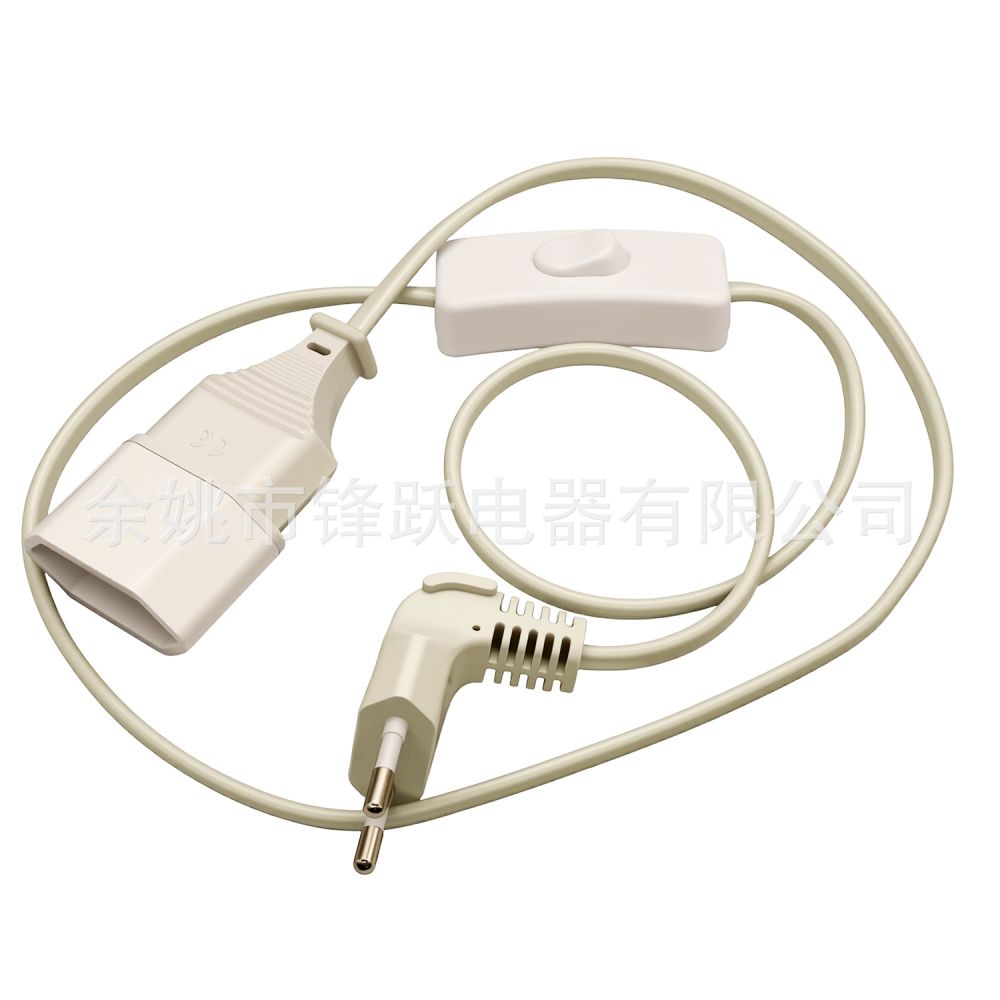 1m Short Extension Cable with Switch, EU Plug, 90-Degree Right-Angle Adapter Cable