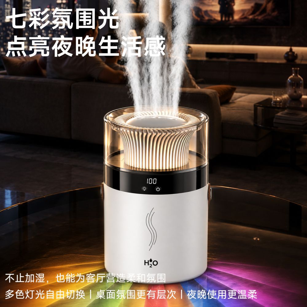 2025 neuer Luftbefeuchter mit doppeltem Spray großes Sprühnebel-Volumen Atmosphärenlicht Schlafzimmer Wohnheim konstante Feuchtigkeitsaromatherapie USB-Luftbefeuchter