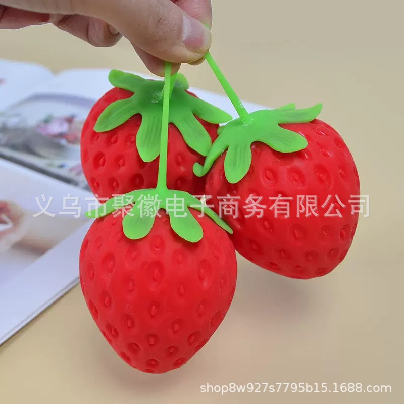 Simulated Strawberry Stress Ball, Filled Squeeze Toy