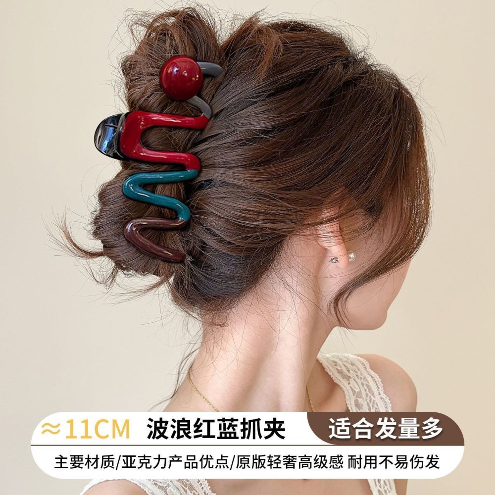 Korean Style Haarklammer Herbst/Winter groß für dickes Haar Hinterkopf Hai-Klammer Premium Haarspange zum Hochstecken Haarklip - 9