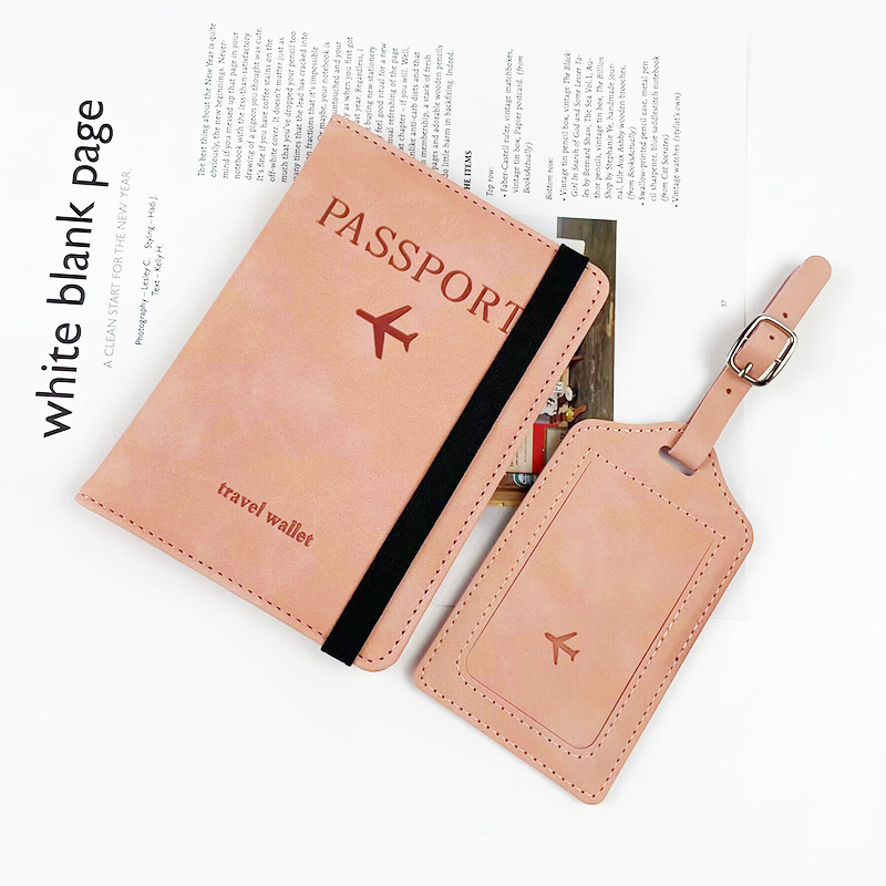 Cross-border dot color-changing PU leather skin-feel multi-color strap passport cover luggage tag set multifunctional passport holder bag