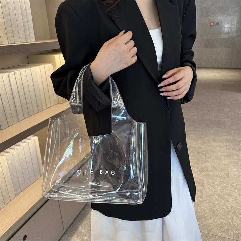 Transparent PVC Women's Shoulder Bag, Elegant Modern Design