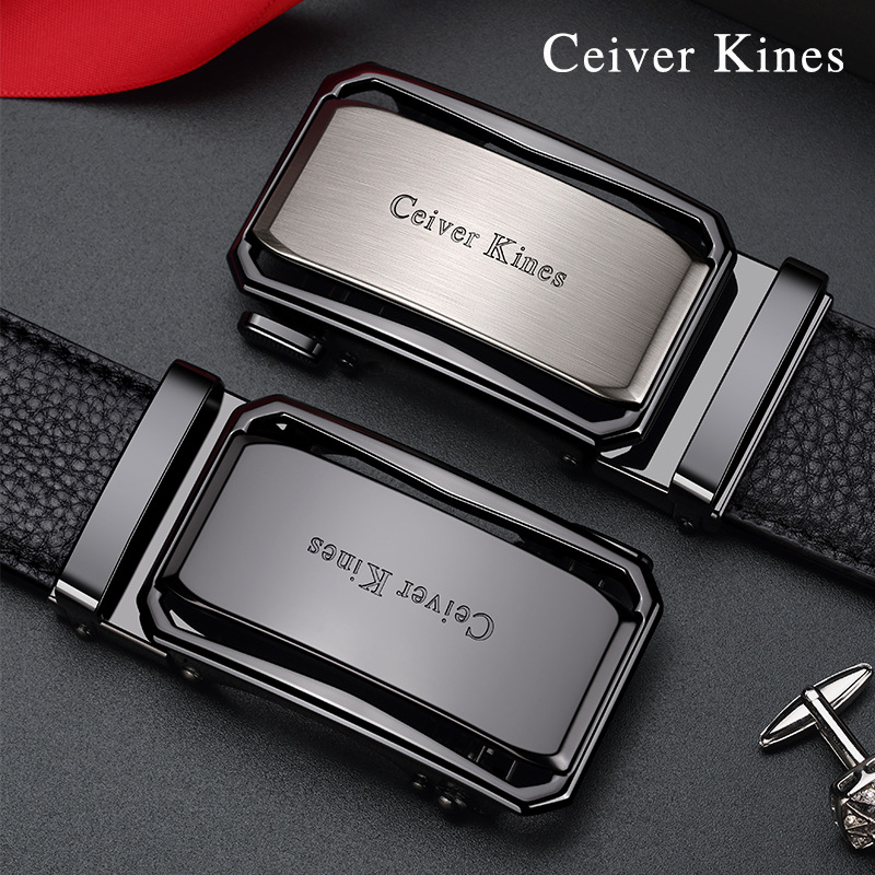 Ceiver Kines gerçek deri erkek kemeri otomatik toka gençlerin inek derisi kemer üst düzey rahat pantolon kemeri - 1