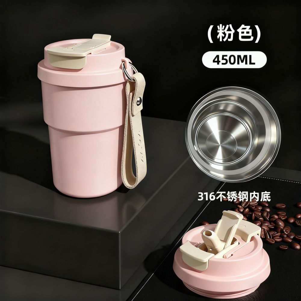 Einfache doppelwandige Kaffee-Thermoskanne 316 Edelstahl Kaffeebecher hochwertiges tragbares Geschenk Wassertasse mit individualisiertem Logo - 9