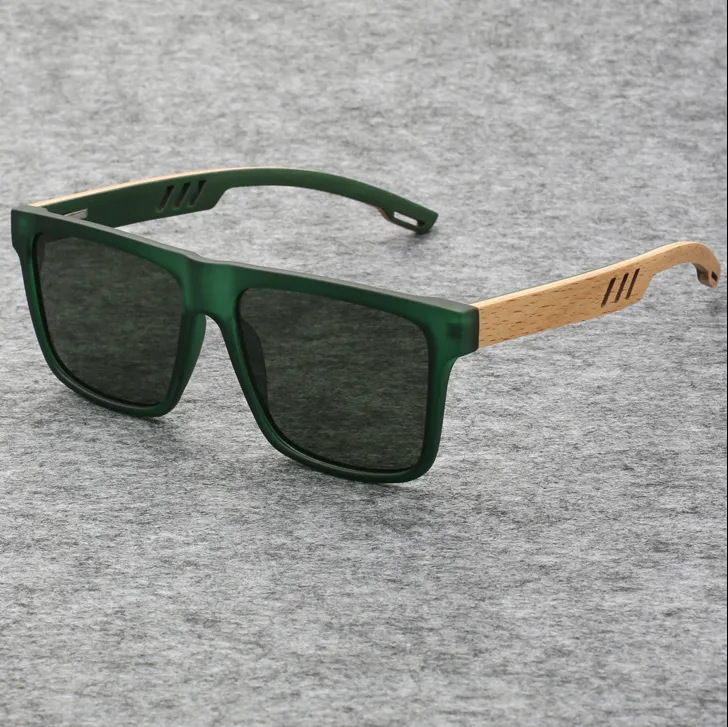 Retro-Herrensonnenbrille aus Bambusholz mit UV-Schutz und Polarisation, Modell 2023