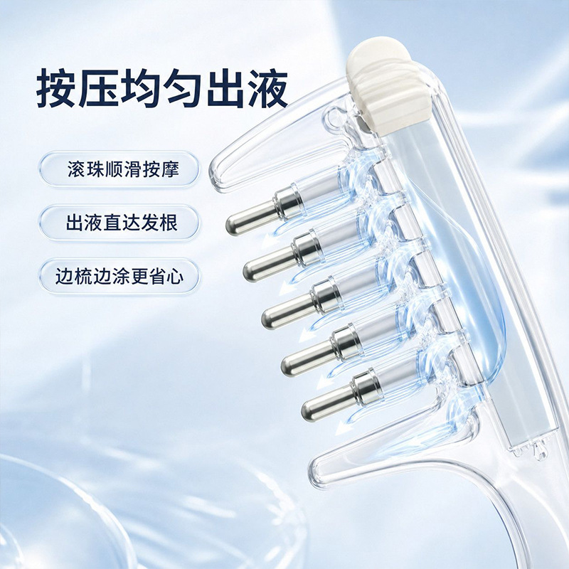 Crystal Oil Applicator Comb for Minoxidil, Scalp Massage Comb with Roller Ball