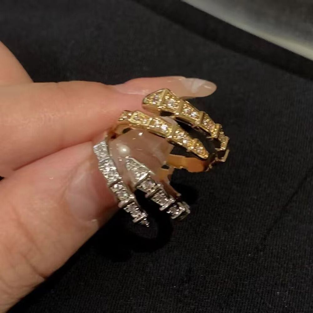 Offener Schlangenring aus Diamanten für Damen, modisch und einzigartig, Nischendesign auf hohem Niveau, leichter Luxus-Minimalismus-Stil Schmuck.